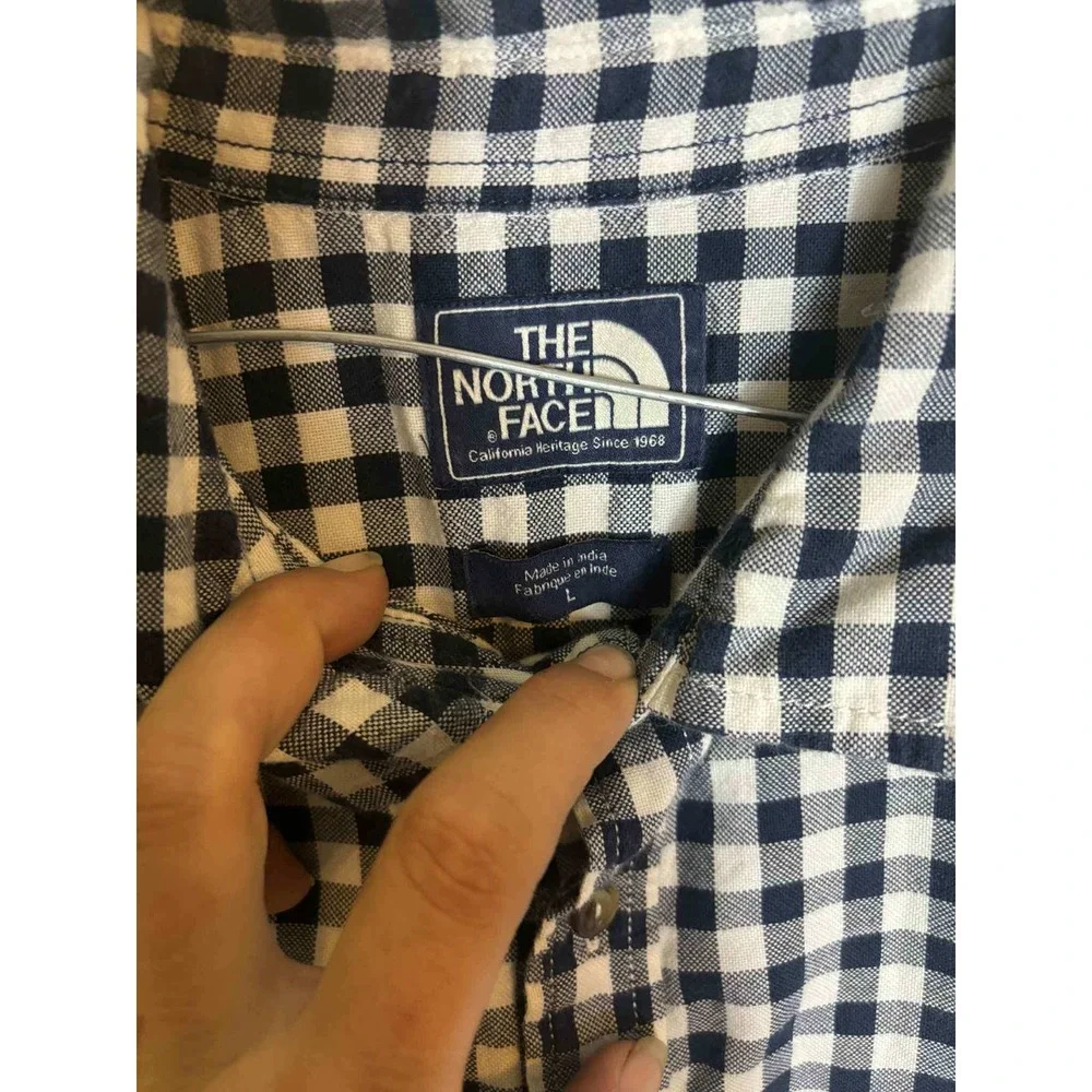 The North‎ Face Mens Shirt Size L Short Sleeve Button Up Checkered Plaid